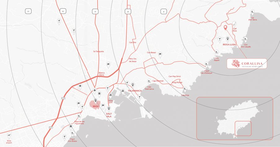 Location and distances - Corallisa - Signature Home Ibiza